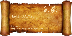 Hadi Géza névjegykártya